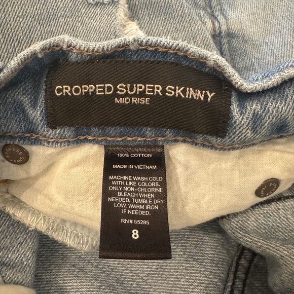 EXPRESS JEANS | Cropped Super Skinny Mid Rise Distressed Sz 8 - Picture 7 of 7